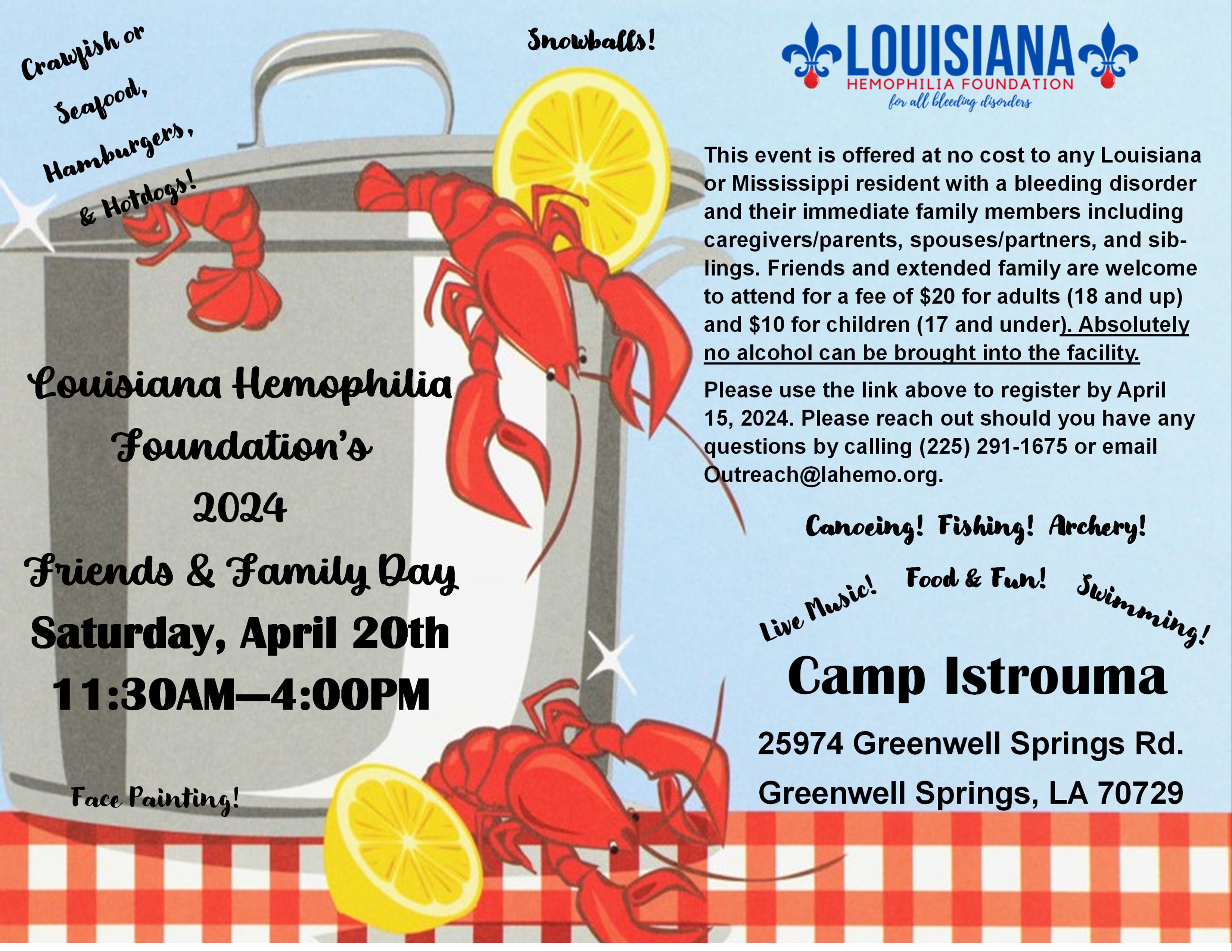 Louisiana Hemophilia: 2024 Friends & Family Day Louisiana Hemophilia: 2024 Friends & Family Day