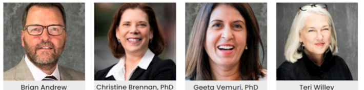 Pictured left to right: Brian Andrew, Christine Brennan, PhD, Geeta Vemuri, PhD, Teri Wiley
