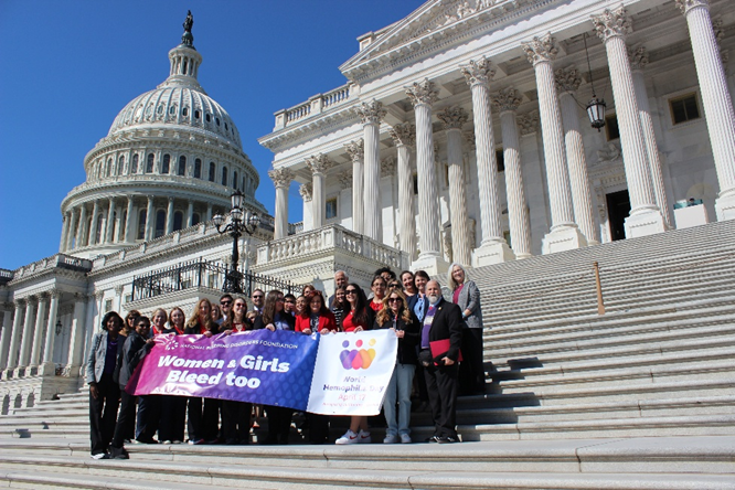 World Hemophilia Day - Women & Girls Bleed Too: A group of people at the Capitol Building