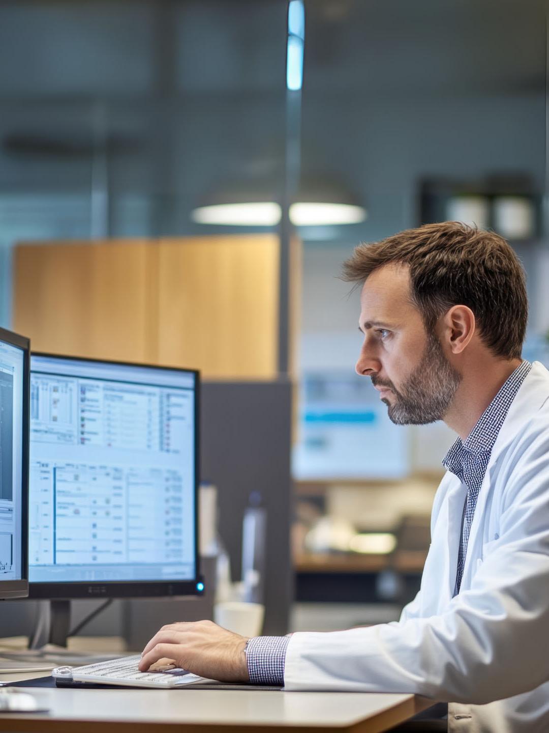 A man sitting at his computer