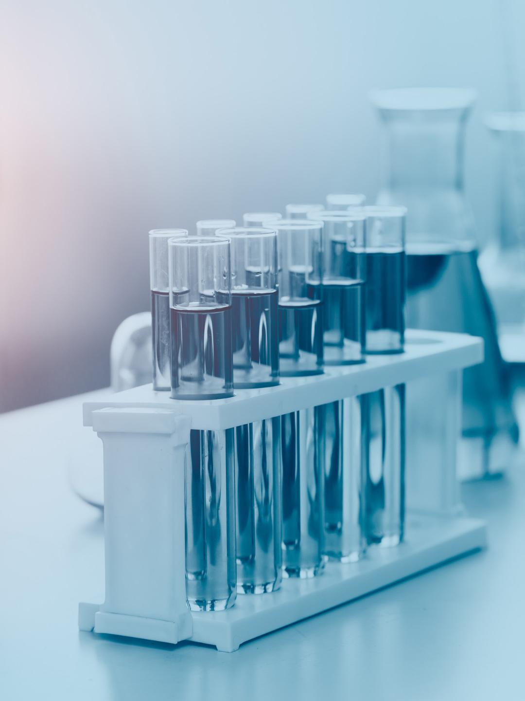 A microscope and research beekers