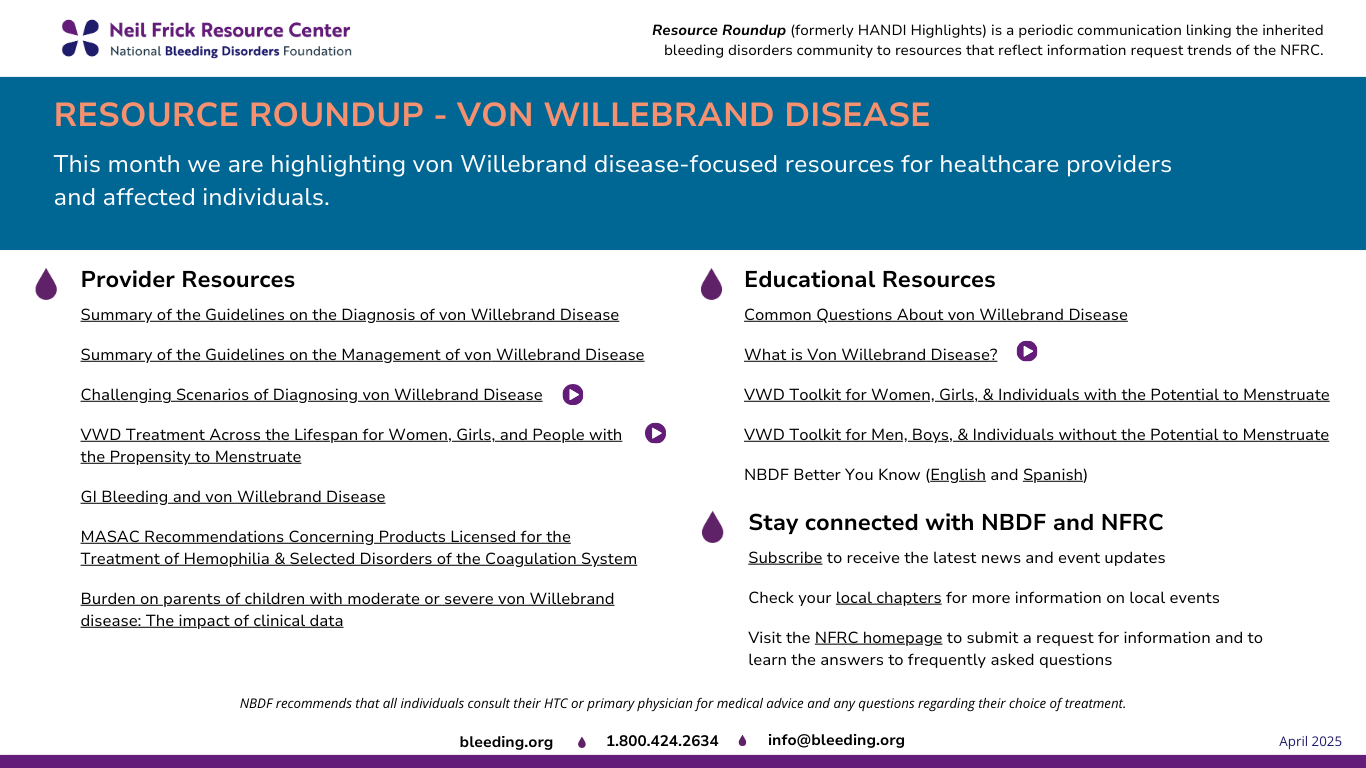 Resource Roundup - von Willebrand disease
