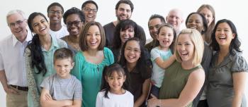 Multiracial Group, People, White Background, Multi-Generation Family, Child