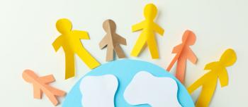 Diverse people on a globe