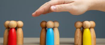 Groups and wooden pegs of people