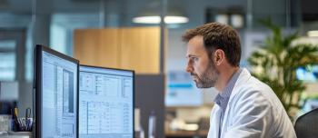 A man sitting at his computer