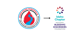 The logos of Snake River Bleeding Disorders Association and NBDF Idaho