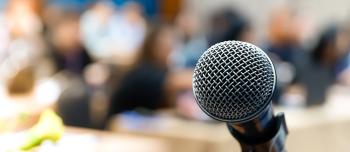 Photo of a podium and microphone