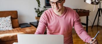 Young man on computer