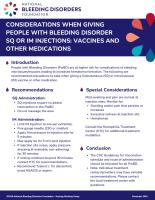 Considerations When Giving People with Bleeding Disorder SQ Or IM Injections: Vaccines and Other Medications